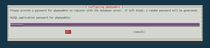 Enter a phpMyAdmin password