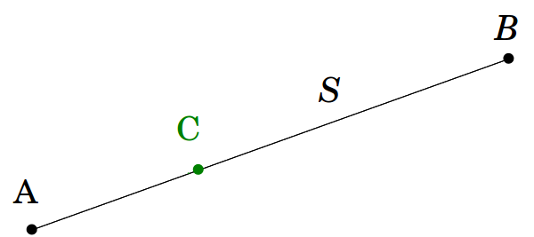 Illustration of a point belonging to a line segment